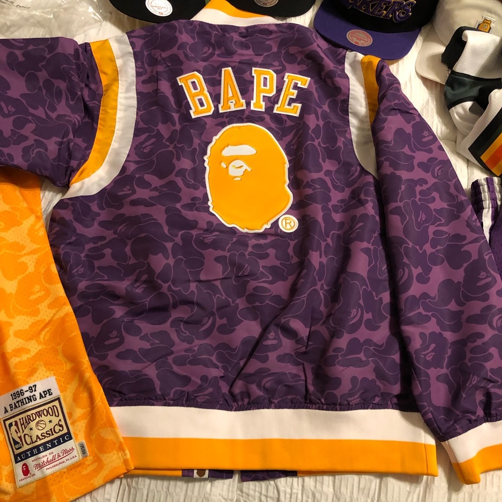 Bape x Mitchell & Ness Lakers bomber Jacket